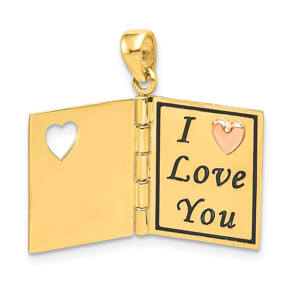 14K Two-tone Gold Dearest Mom Book Pendant