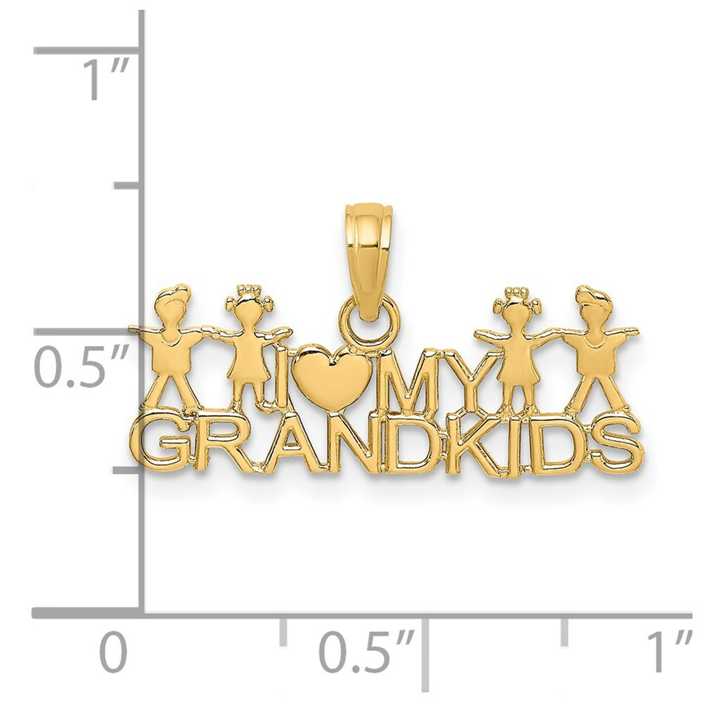 14K Yellow Gold I Love My Grandkids Charm Pendants