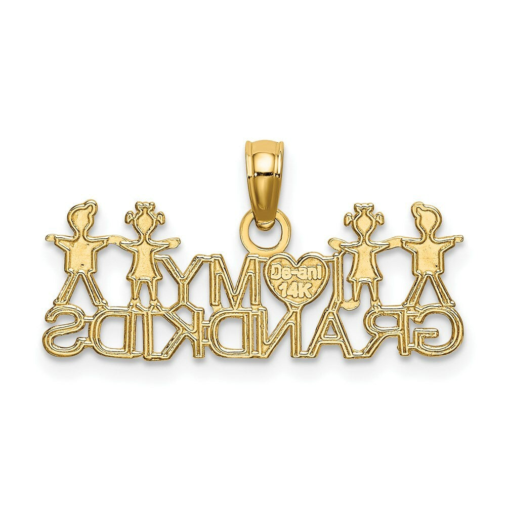 14K Yellow Gold I Love My Grandkids Charm Pendants