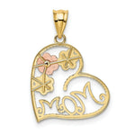 Load image into Gallery viewer, 14K Yellow Gold Tricolor MOM &amp; Flowers Pendant
