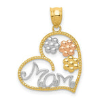 Load image into Gallery viewer, 14K Yellow Gold Tricolor MOM &amp; Flowers Pendant
