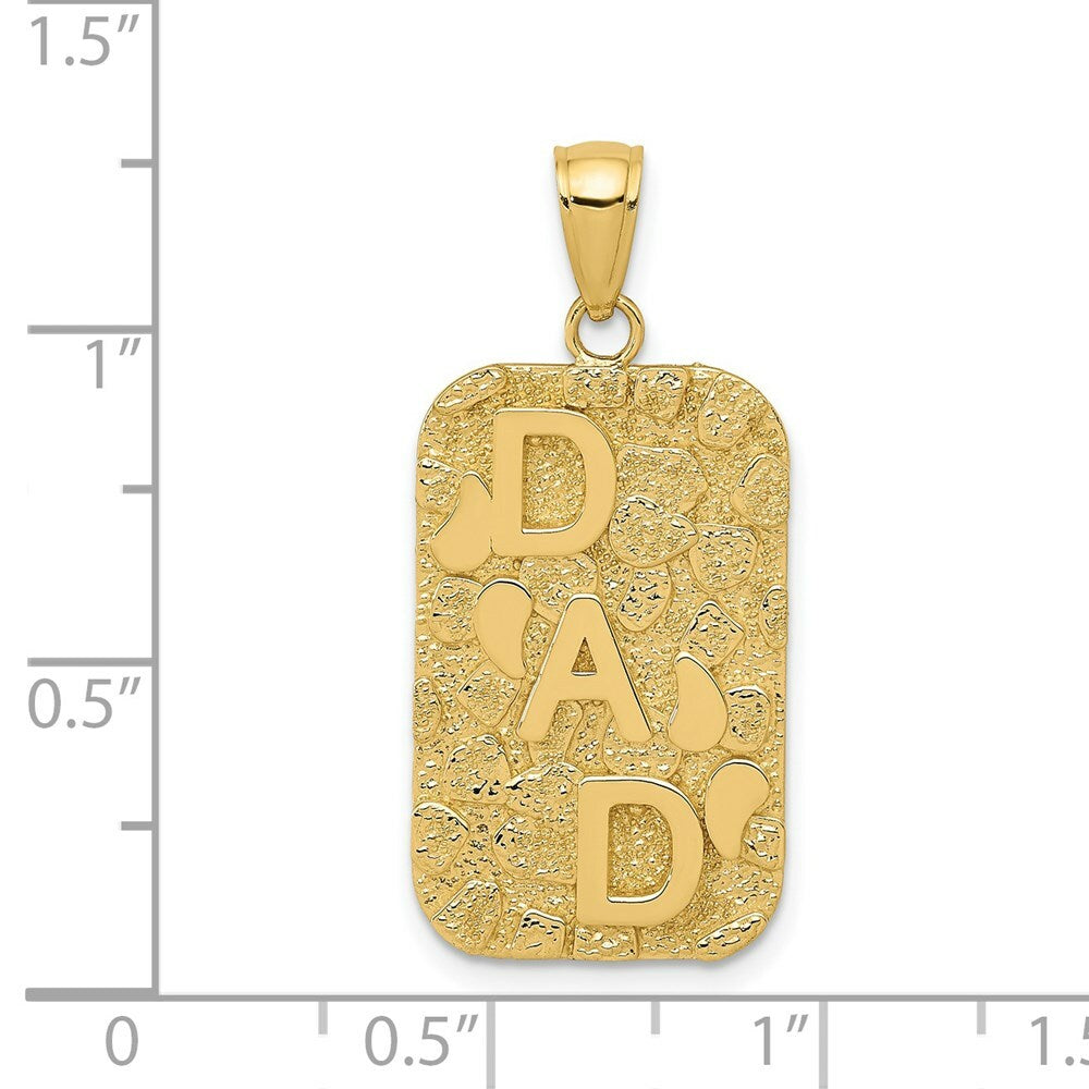 14K Yellow Gold Nugget DAD Dogtag Charm
