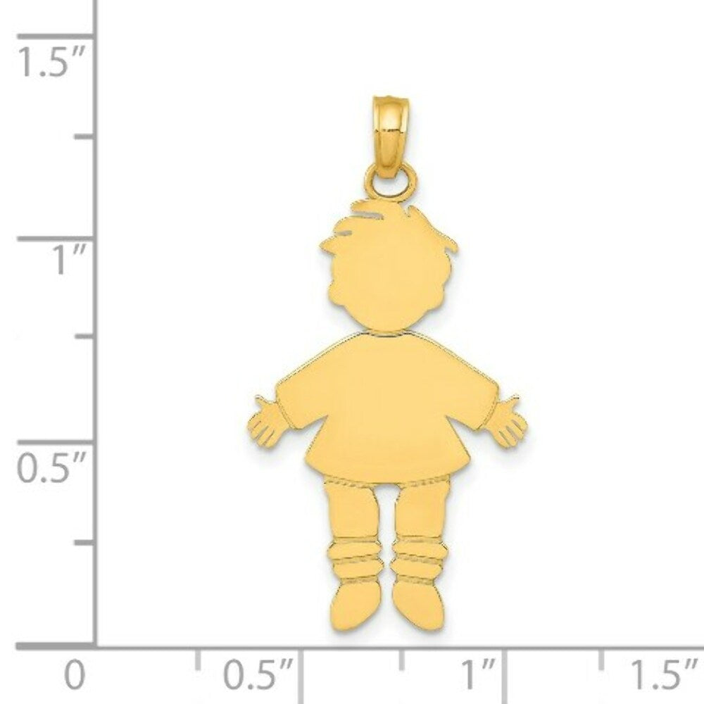 14K Yellow Gold Flat Engravable Boy Charm