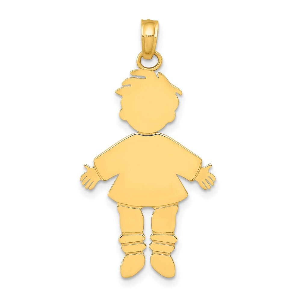 14K Yellow Gold Flat Engravable Boy Charm