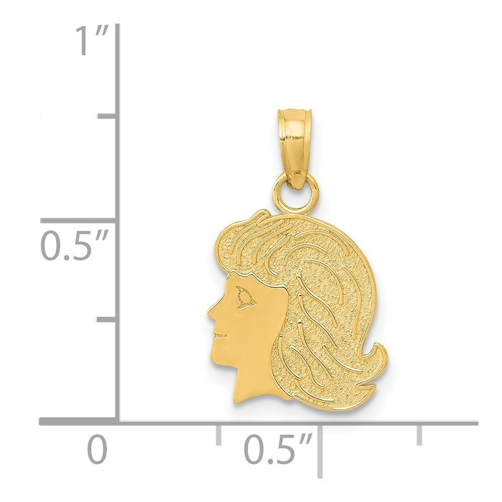 14K Yellow Gold Girl Engravable Charm 12mm width