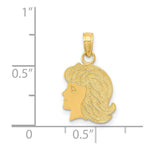 Load image into Gallery viewer, 14K Yellow Gold Girl Engravable Charm 12mm width
