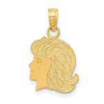 Load image into Gallery viewer, 14K Yellow Gold Girl Engravable Charm 12mm width
