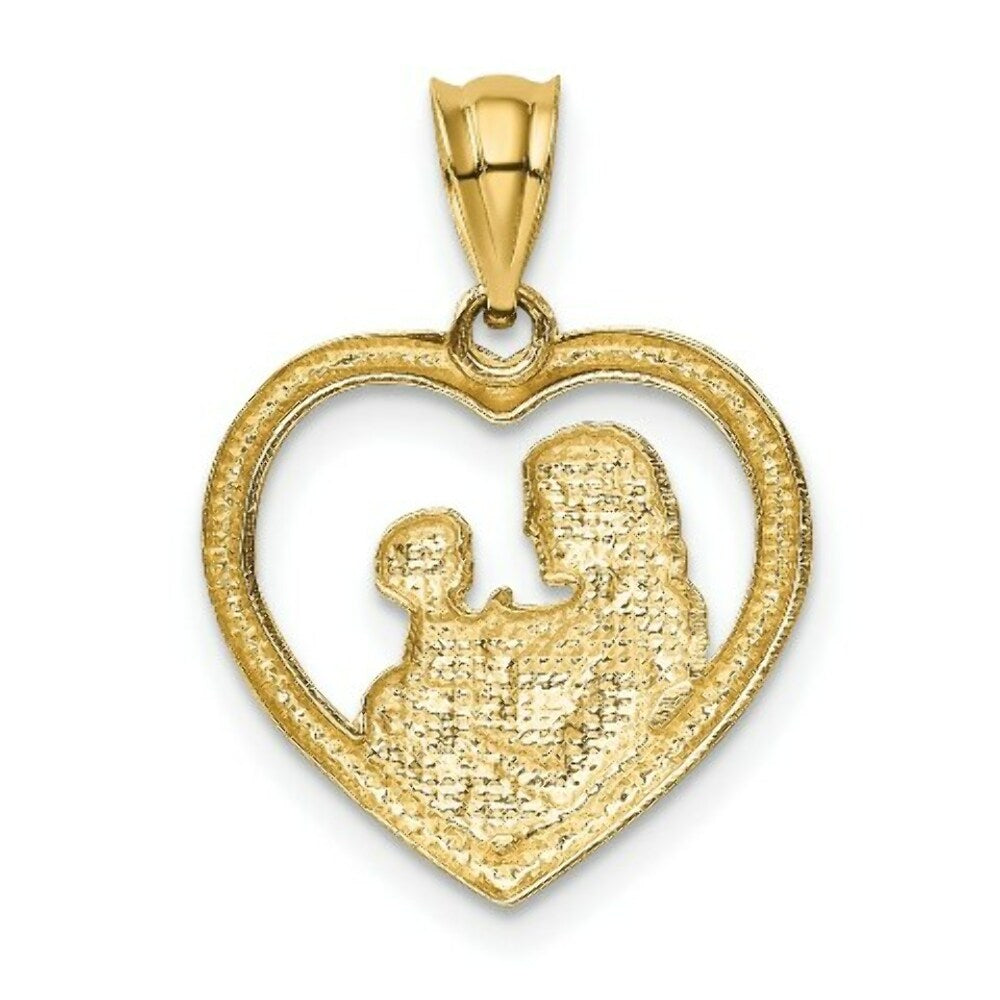 14K Yellow Gold Mom/Baby Heart Charm