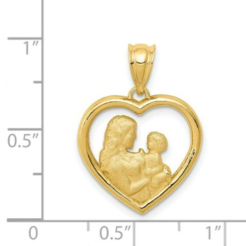 14K Yellow Gold Mom/Baby Heart Charm