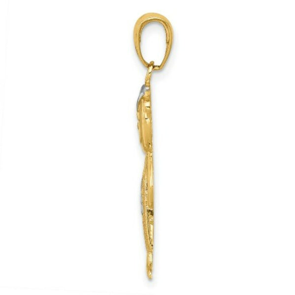 14K Yellow Gold & Rhodium Boy w/Hands in Pockets Pendant