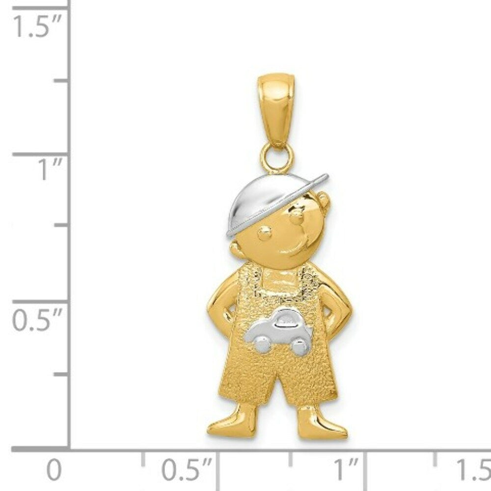14K Yellow Gold & Rhodium Boy w/Hands in Pockets Pendant