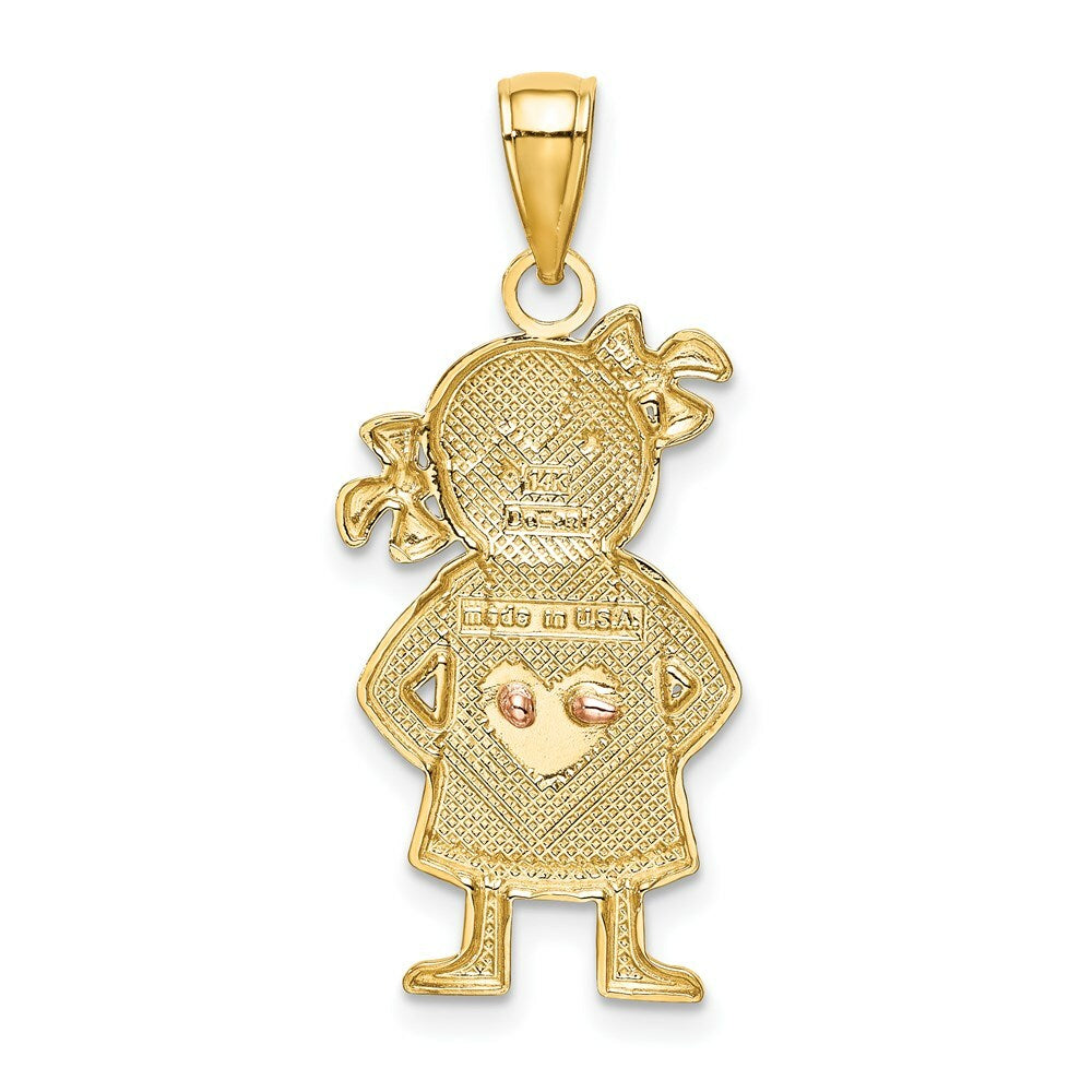 14K Yellow Gold & Rhodium Girl Pendant