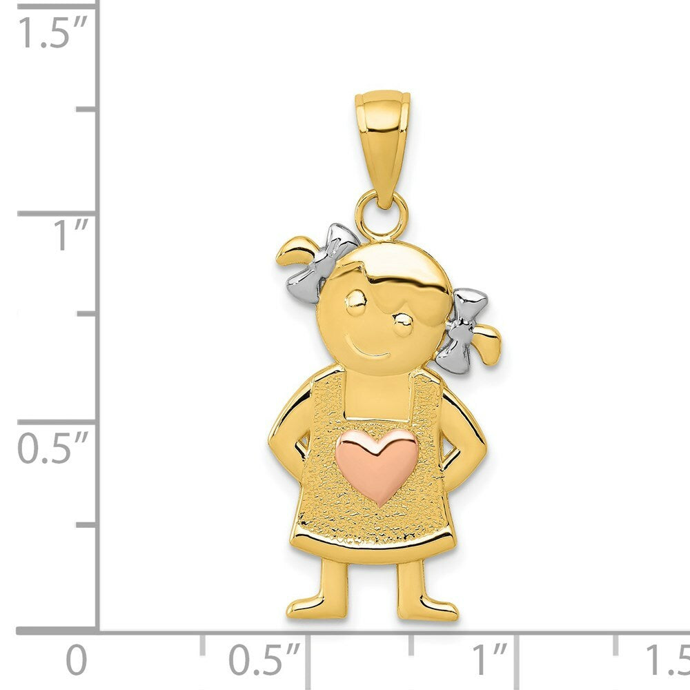 14K Yellow Gold & Rhodium Girl Pendant