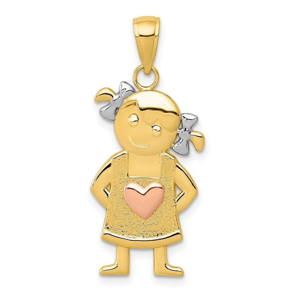 14K Yellow Gold & Rhodium Girl Pendant