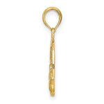 Load image into Gallery viewer, 14K Yellow Gold Satin Diamond-cut Flat-Backed Claddagh Pendant
