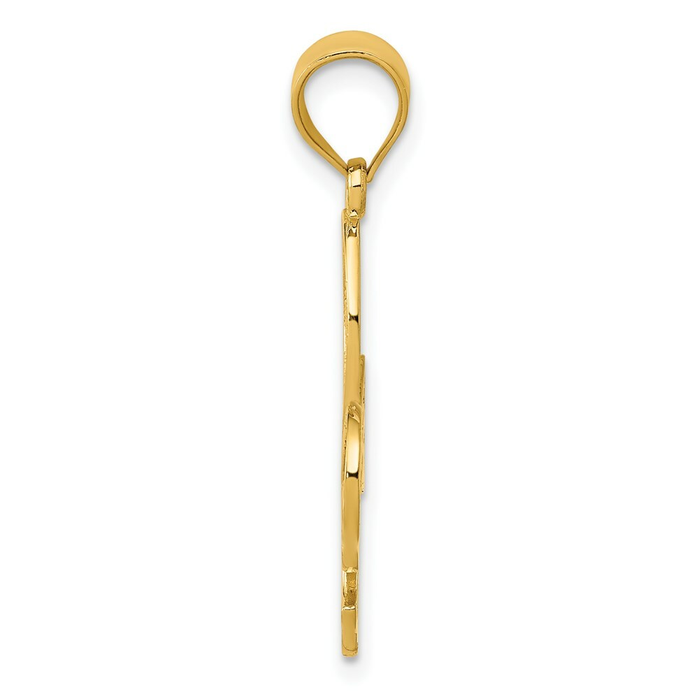 14K Yellow Gold Filigree Fleur de Lis Pendant