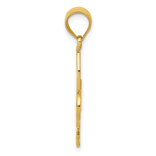 14K Yellow Gold Filigree Fleur de Lis Pendant