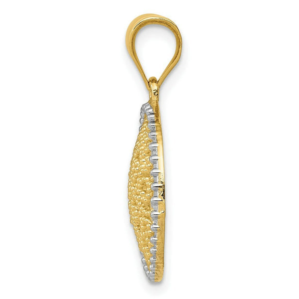14K Yellow Gold & Rhodium Filigree Circle Pendant