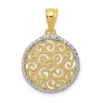 Load image into Gallery viewer, 14K Yellow Gold &amp; Rhodium Filigree Circle Pendant
