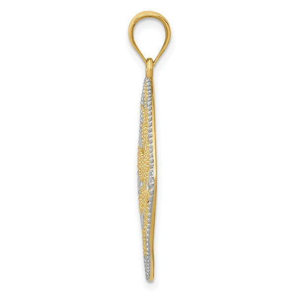 14K Yellow Gold & Rhodium Diamond-cut Filigree Swirl Pendant