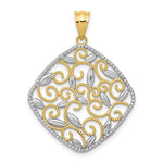 Load image into Gallery viewer, 14K Yellow Gold &amp; Rhodium Diamond-cut Filigree Swirl Pendant
