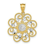 Load image into Gallery viewer, 14K Yellow Gold &amp; Rhodium Diamond-cut Swirl Round Pendant
