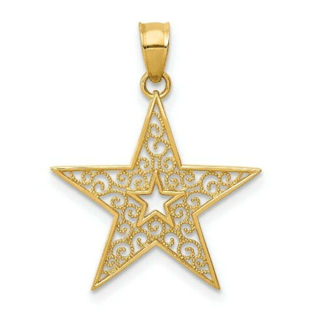 14K Yellow Gold Filigree Star Pendant
