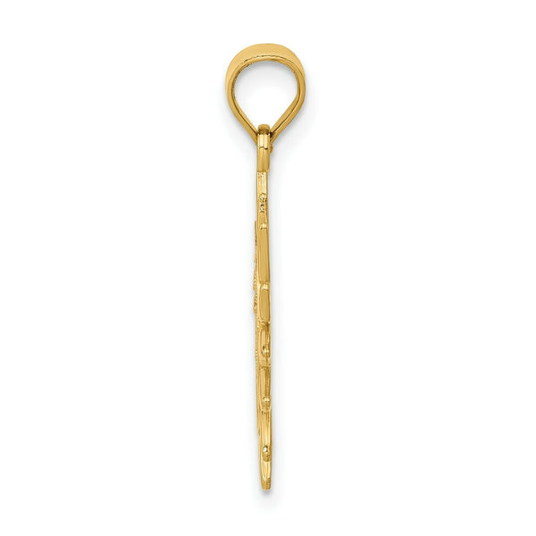 14K Yellow Gold Polished Filigree Sun Pendant