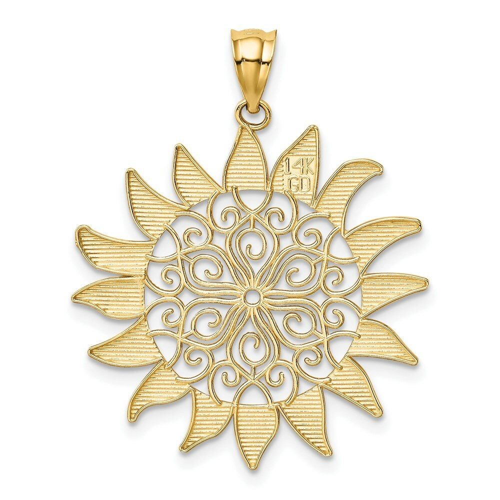 14K Yellow Gold Filigree Sun Pendant