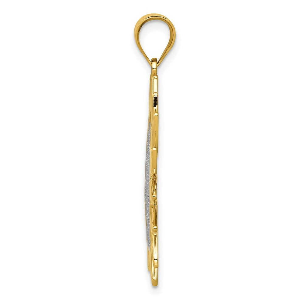 14K Yellow Gold & Rhodium Sun Filigree Pendant