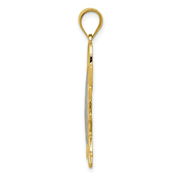 14K Yellow Gold & Rhodium Sun Filigree Pendant