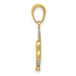 Load image into Gallery viewer, 14K Yellow Gold &amp; Rhodium Polished Moon w/ Angel Pendant
