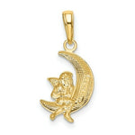 Load image into Gallery viewer, 14K Yellow Gold &amp; Rhodium Polished Moon w/ Angel Pendant
