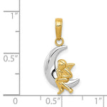 Load image into Gallery viewer, 14K Yellow Gold &amp; Rhodium Polished Moon w/ Angel Pendant
