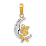 Load image into Gallery viewer, 14K Yellow Gold &amp; Rhodium Polished Moon w/ Angel Pendant
