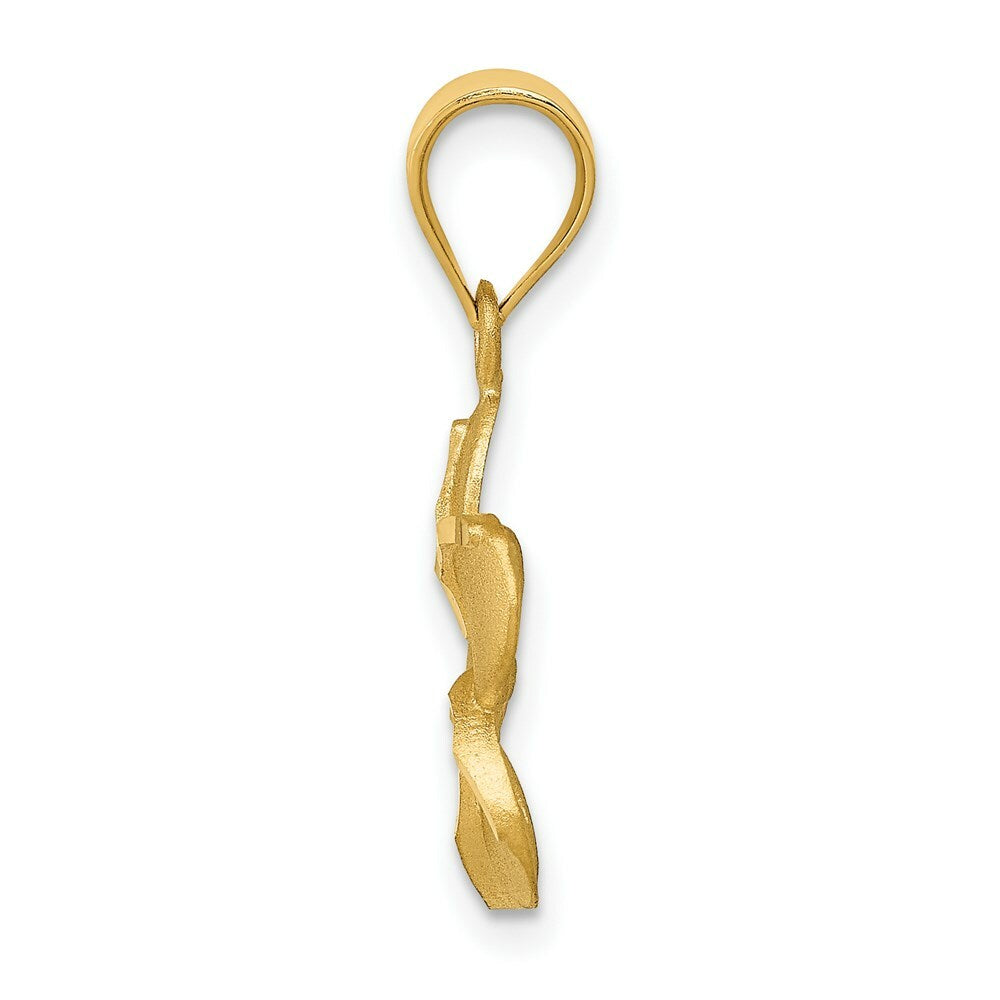 14K Yellow Gold Diamond-cut Plumeria Pendant