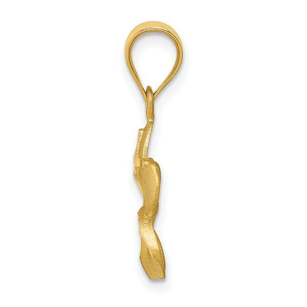 14K Yellow Gold Diamond-cut Plumeria Pendant