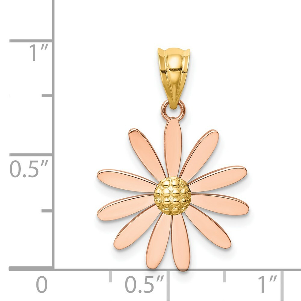 14K Two-tone Gold Rose & Yellow Gold Daisy Pendant