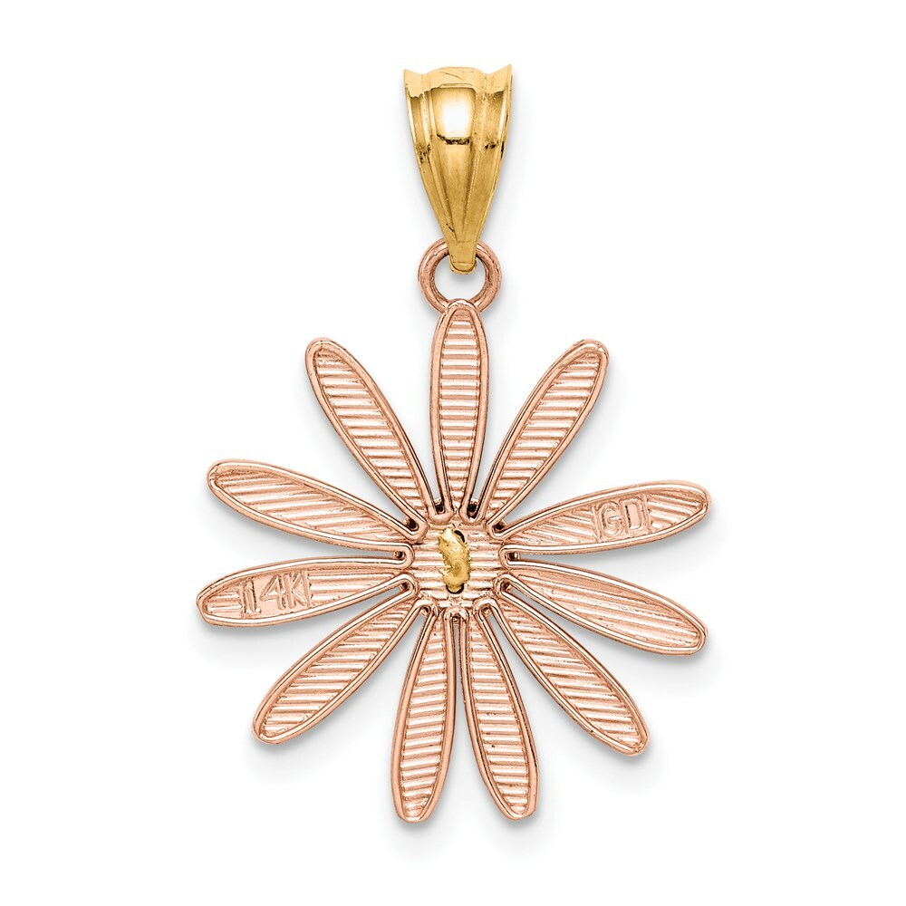 14K Two-tone Gold Rose & Yellow Gold Daisy Pendant
