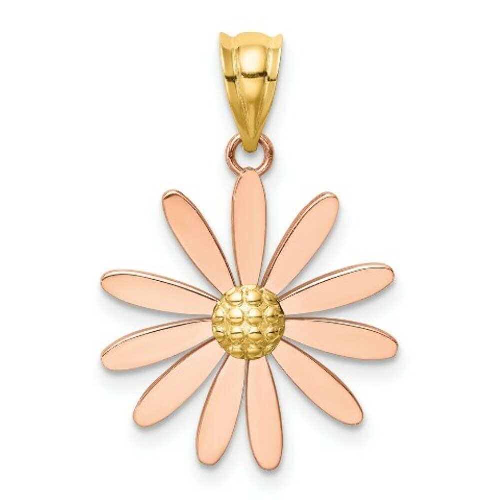 14K Two-tone Gold Rose & Yellow Gold Daisy Pendant