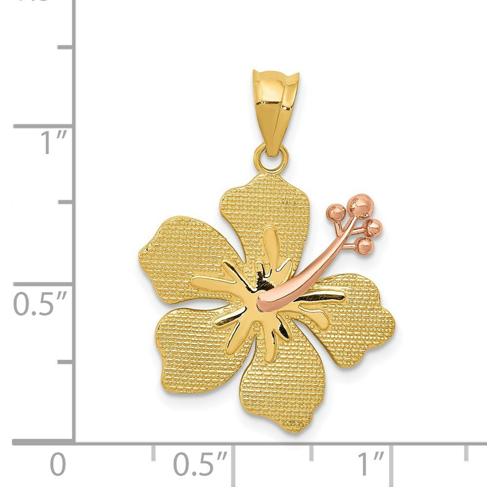 14K Two-tone Gold Yellow Rose Hibiscus Charm