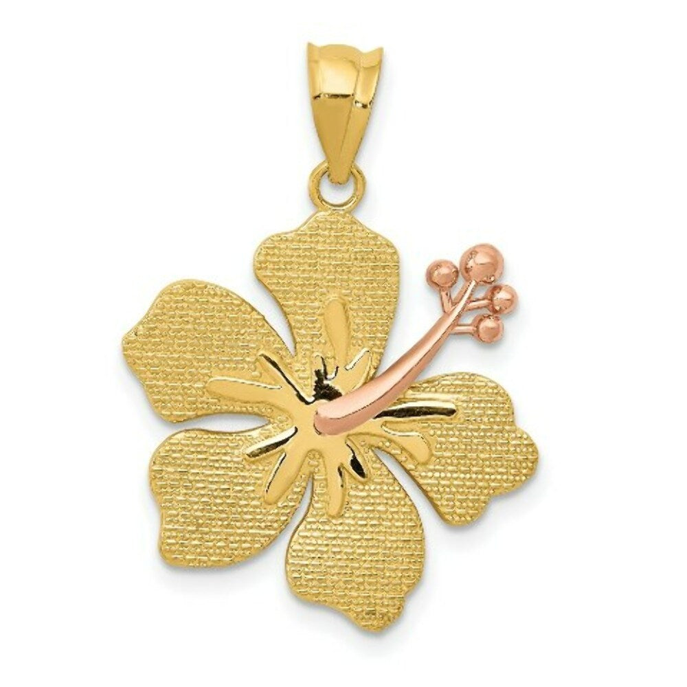 14K Two-tone Gold Yellow Rose Hibiscus Charm
