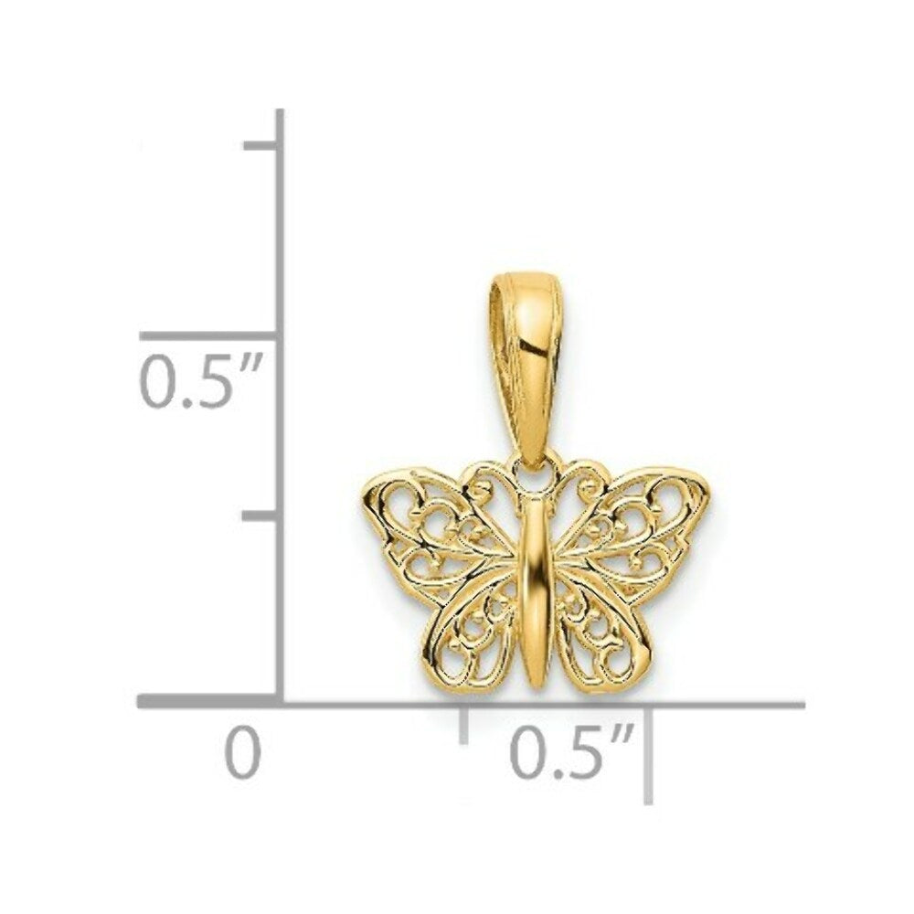 14K Yellow Gold Filigree Butterfly Charm