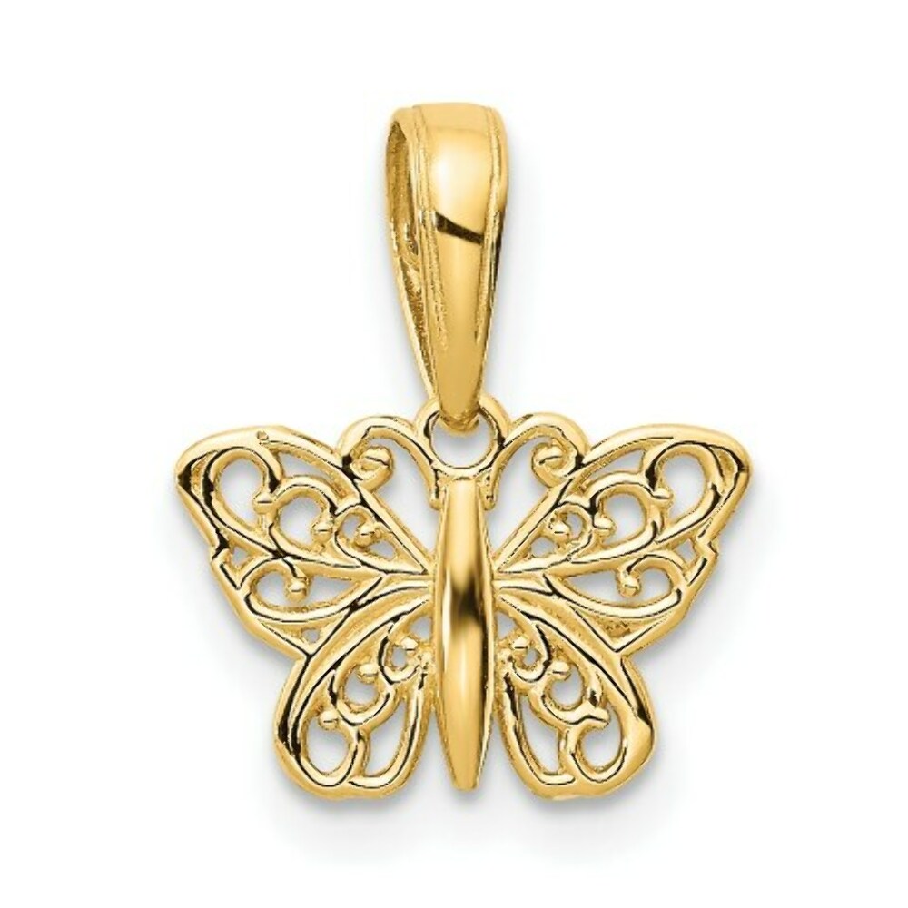 14K Yellow Gold Filigree Butterfly Charm