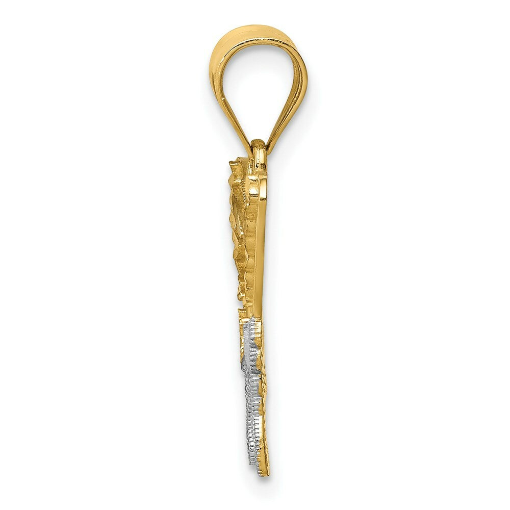 14K Yellow Gold & Rhodium Diamond-cut Butterfly Pendant