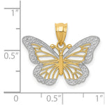 Load image into Gallery viewer, 14K Yellow Gold &amp; Rhodium Butterfly Pendant
