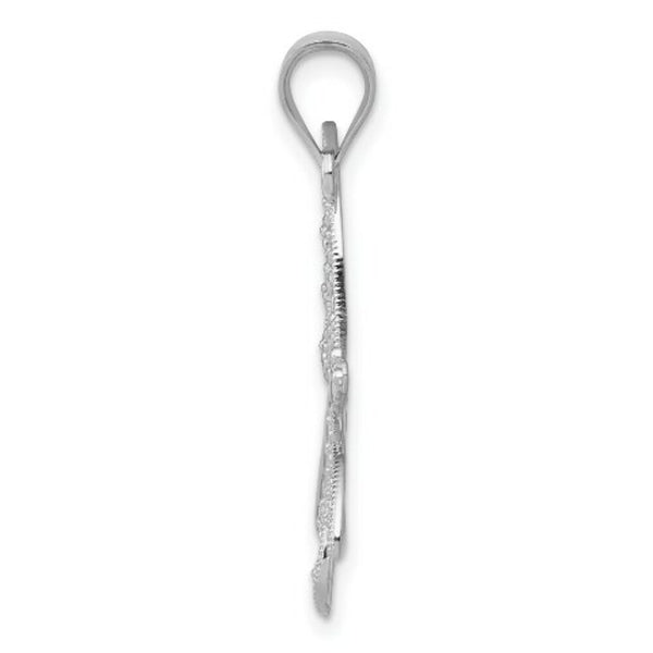 14K White Gold Diamond-cut Dragonfly Pendant