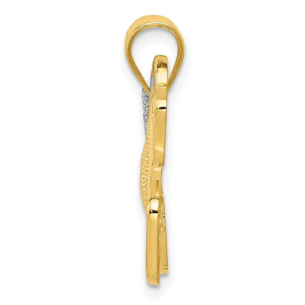 14K Yellow Gold & Rhodium Filigree Horse Pendant