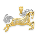Load image into Gallery viewer, 14K Yellow Gold &amp; Rhodium Filigree Horse Pendant
