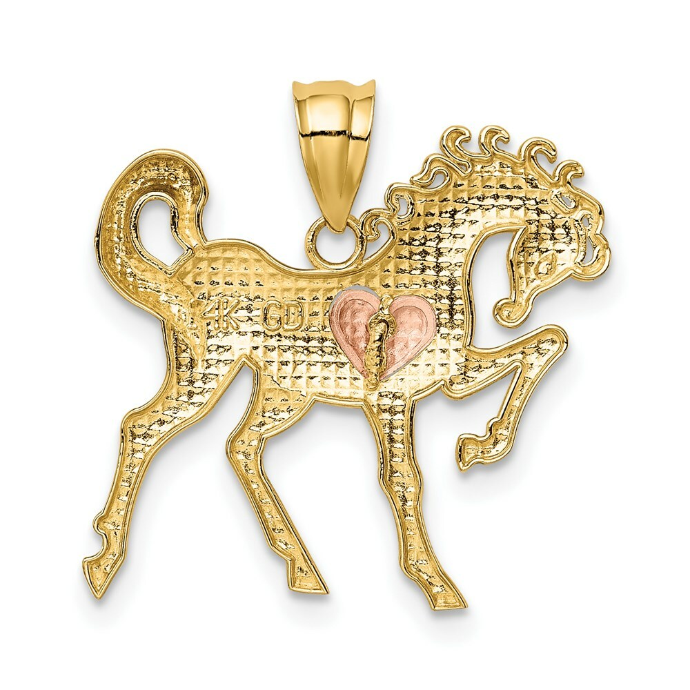 14K Yellow Gold Yellow & Rose Gold Horse with Heart Charm